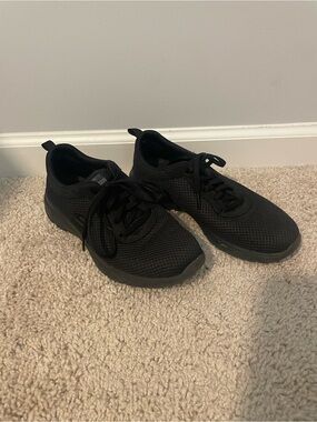 Skechers All-Black Knit Lace-Up Sneakers